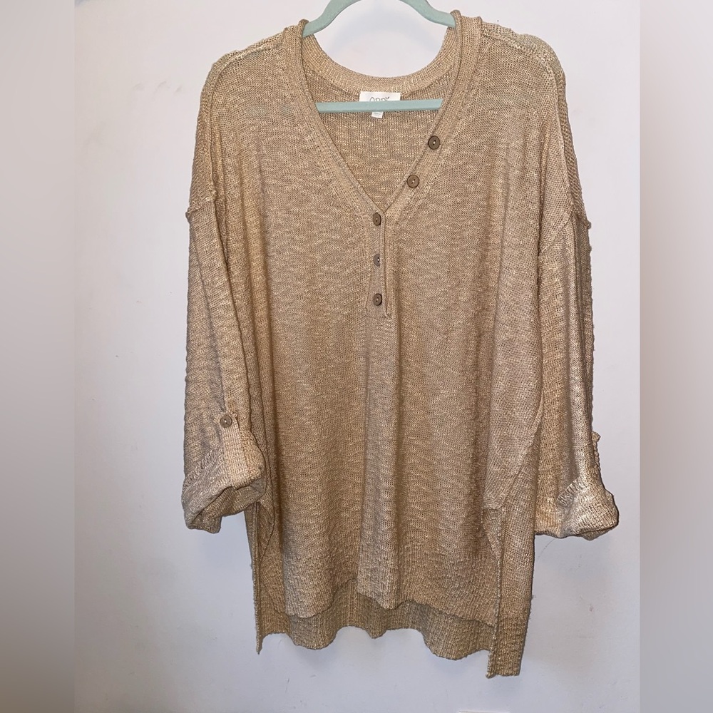 Oddy Sweater Size 2XL/3XL Light Tan 3/4 Length Sleeves